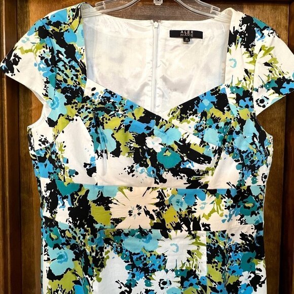 Alex Marie‎ Floral Sheath Dress Square Neckline Cap Sleeve Size 12 EUC - Picture 2 of 14